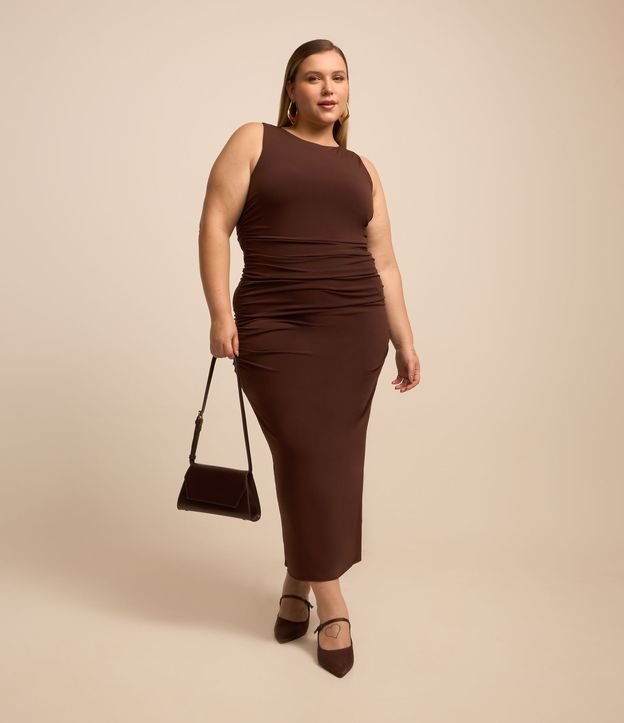 Vestido Midi em Jersey com Franzidos Laterais Curve & Plus Size