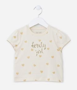 Blusa Infantil com Estampa Corações com Paetês - Tam 1 a 5 Anos