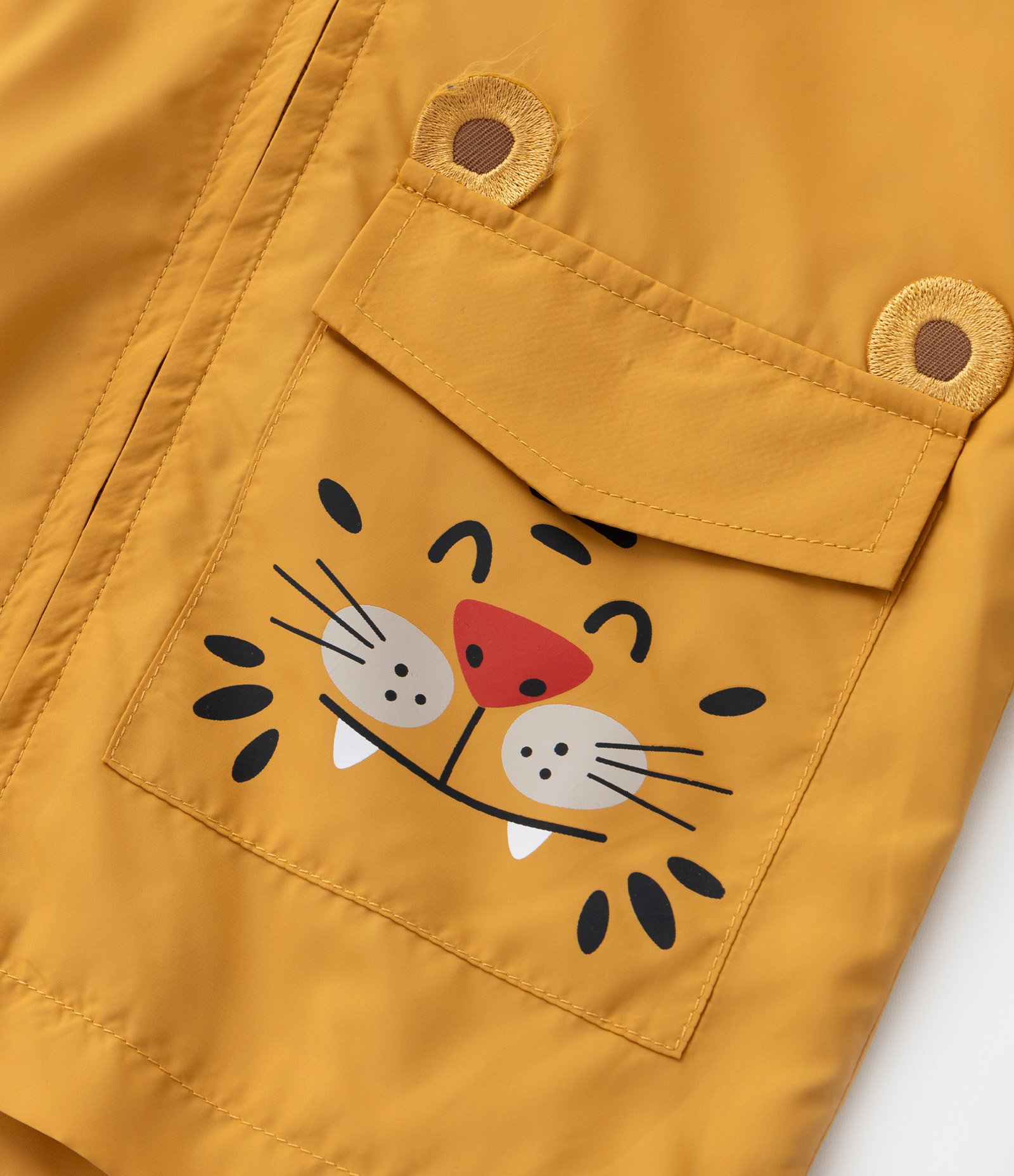 Jaqueta Quebra Vento Infantil com Bolso Tigrinho - Tam 1 a 6 Anos Amarelo 6
