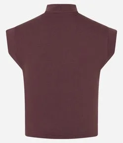 Blusa Regata Cropped em Ribana com Golinha Alta