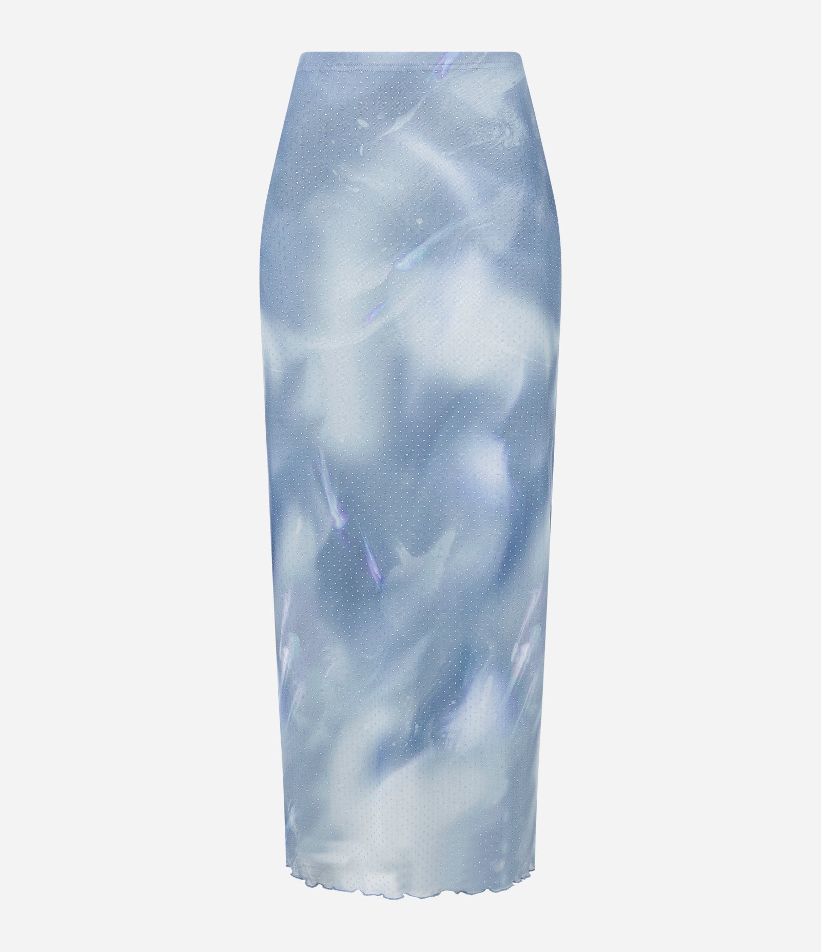 Saia New Midi em Tule com Glitter e Fenda Azul 6