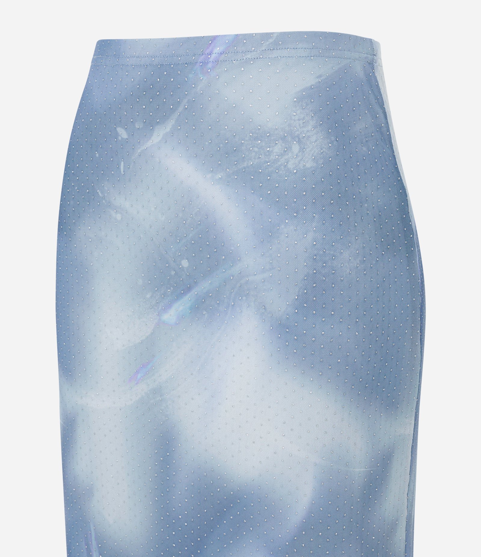 Saia New Midi em Tule com Glitter e Fenda Azul 7