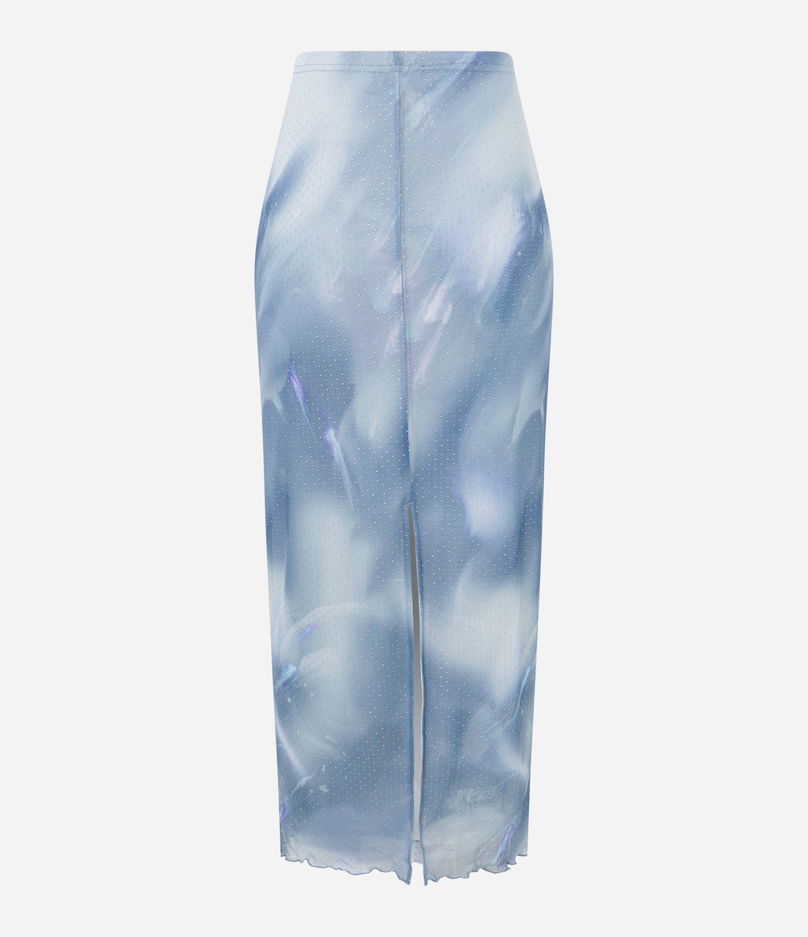 Saia New Midi em Tule com Glitter e Fenda Azul 8