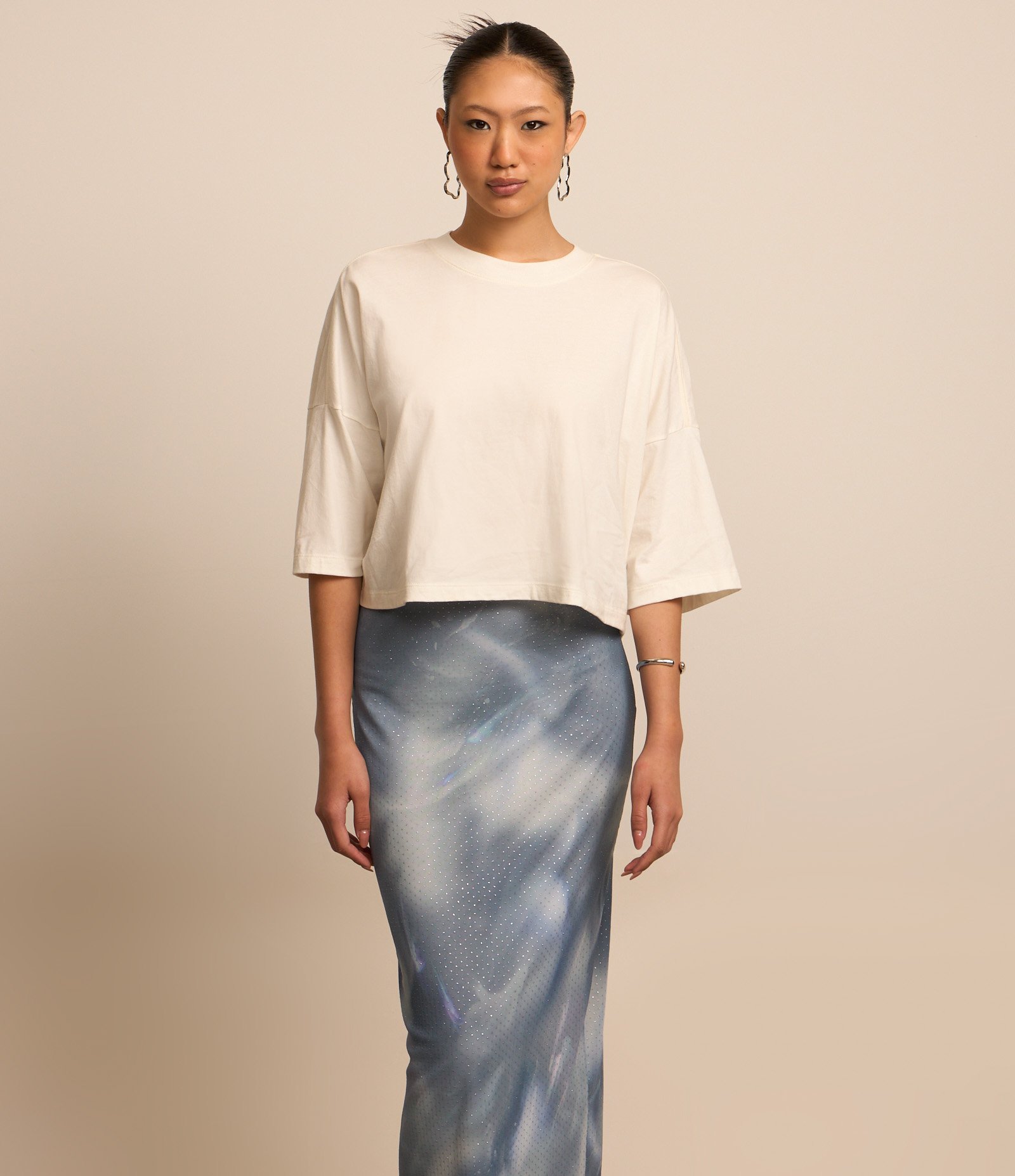 Saia New Midi em Tule com Glitter e Fenda Azul 2