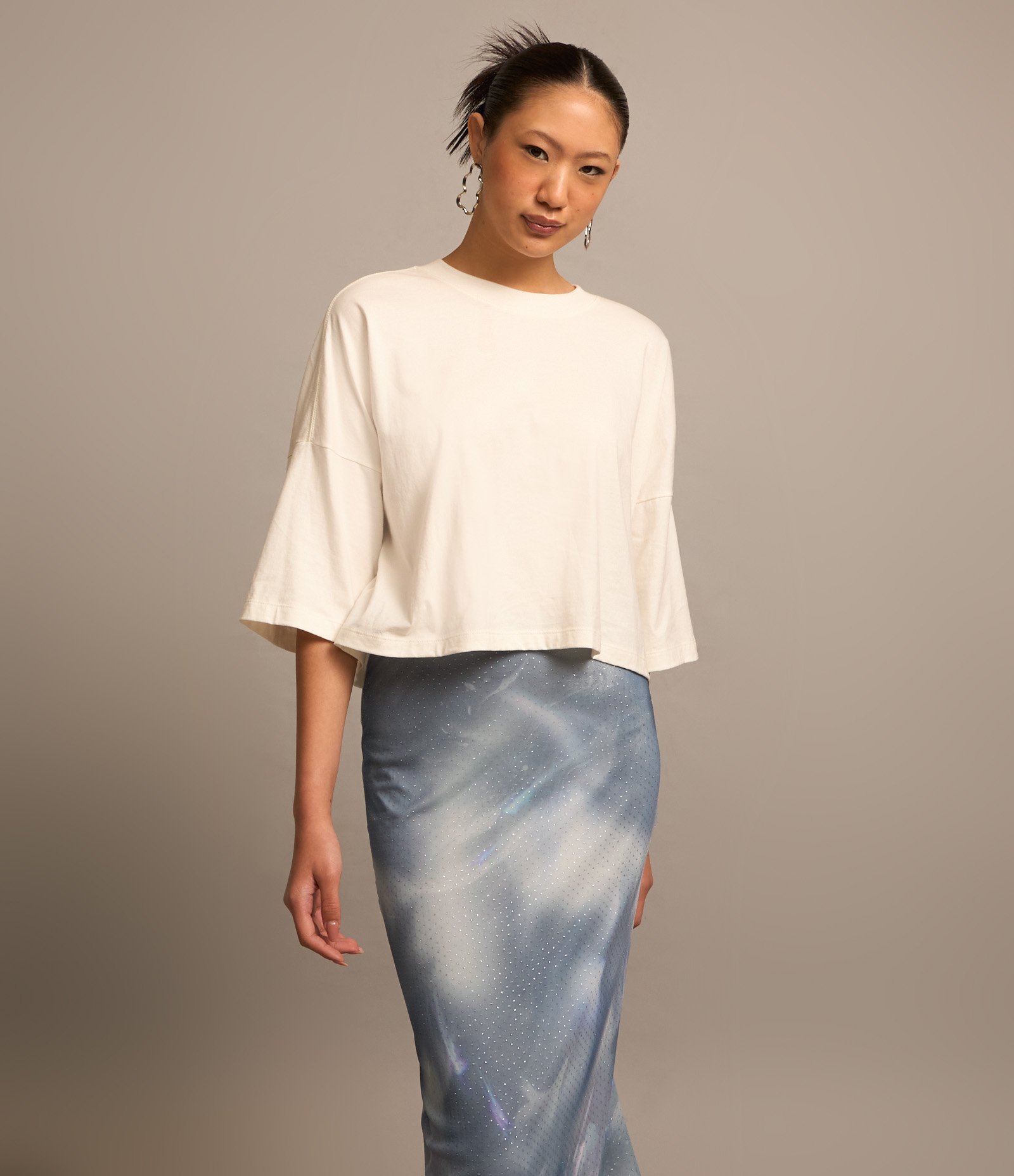 Saia New Midi em Tule com Glitter e Fenda Azul 5