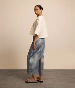 Saia New Midi em Tule com Glitter e Fenda