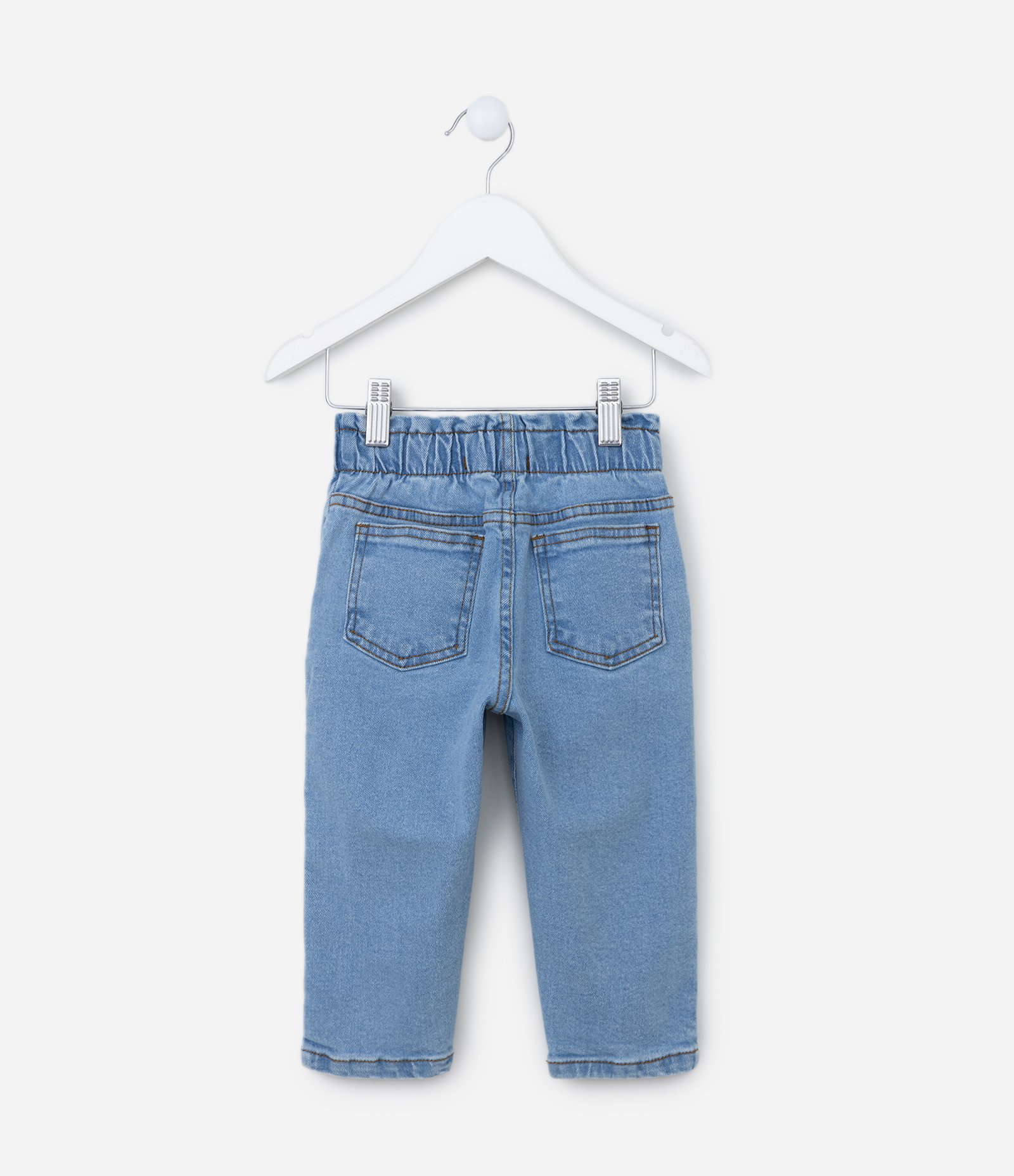 Calça Clochard Infantil em Jeans com Pérolas Aplicadas - Tam 1 a 5 Anos Azul 2
