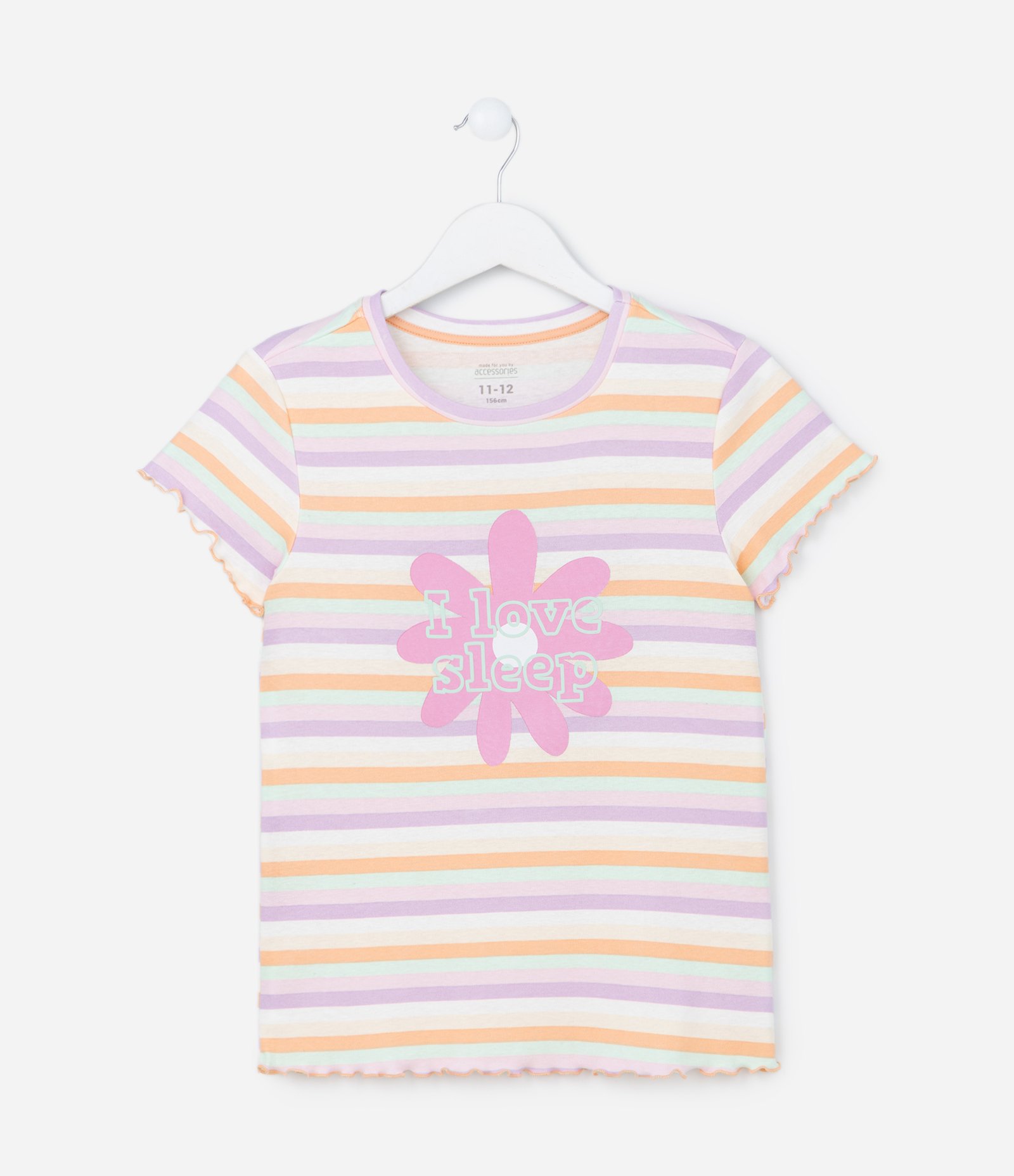 Pijama Infantil Curto com Estampa Listras e Flor - Tam 5 a 14 Anos Multicores 2