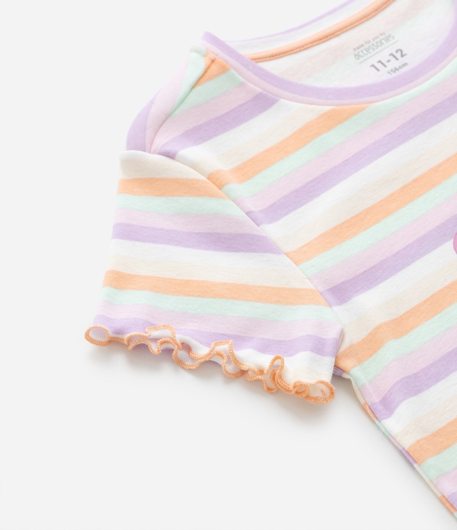 Pijama Infantil Curto com Estampa Listras e Flor - Tam 5 a 14 Anos Multicores 7