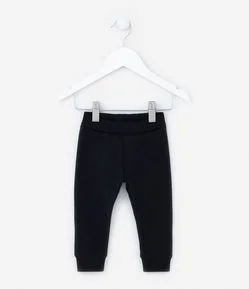 Calça Infantil com Cós Virado e Punhos Canelados - Tam RN a 18 Meses