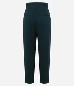 Calça Reta Cintura Alta com Fivela em Ponto Roma