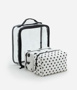 Kit 03 Nécessaires em PU com Estampa Poá