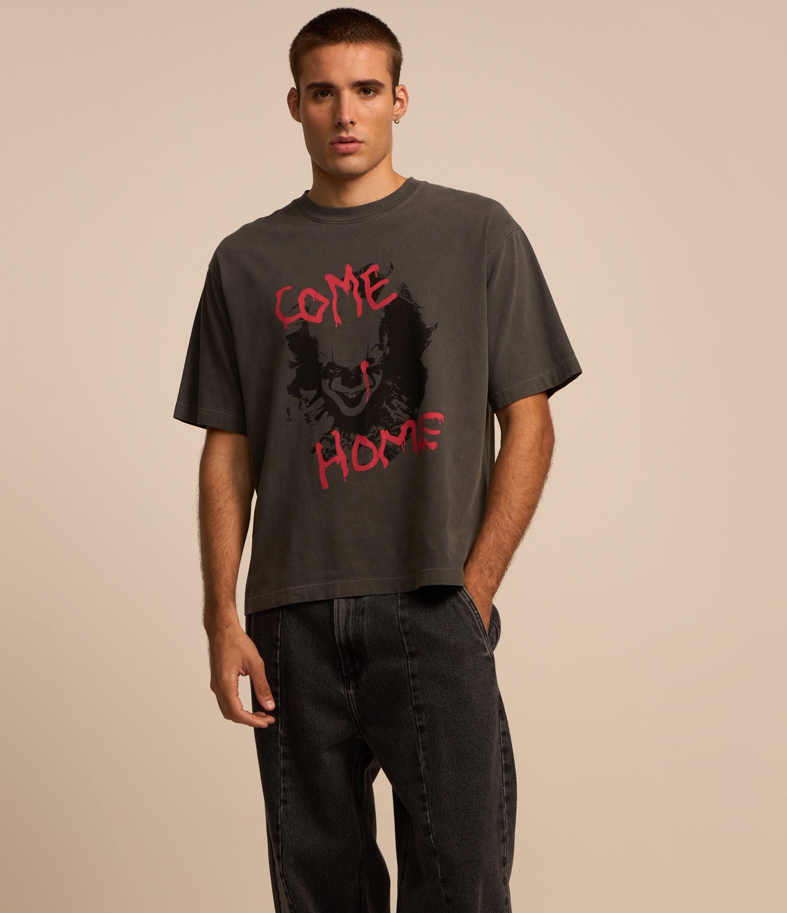 Calça Super Baggy em Jeans com Recorte Frontal Jeans Escuro 2