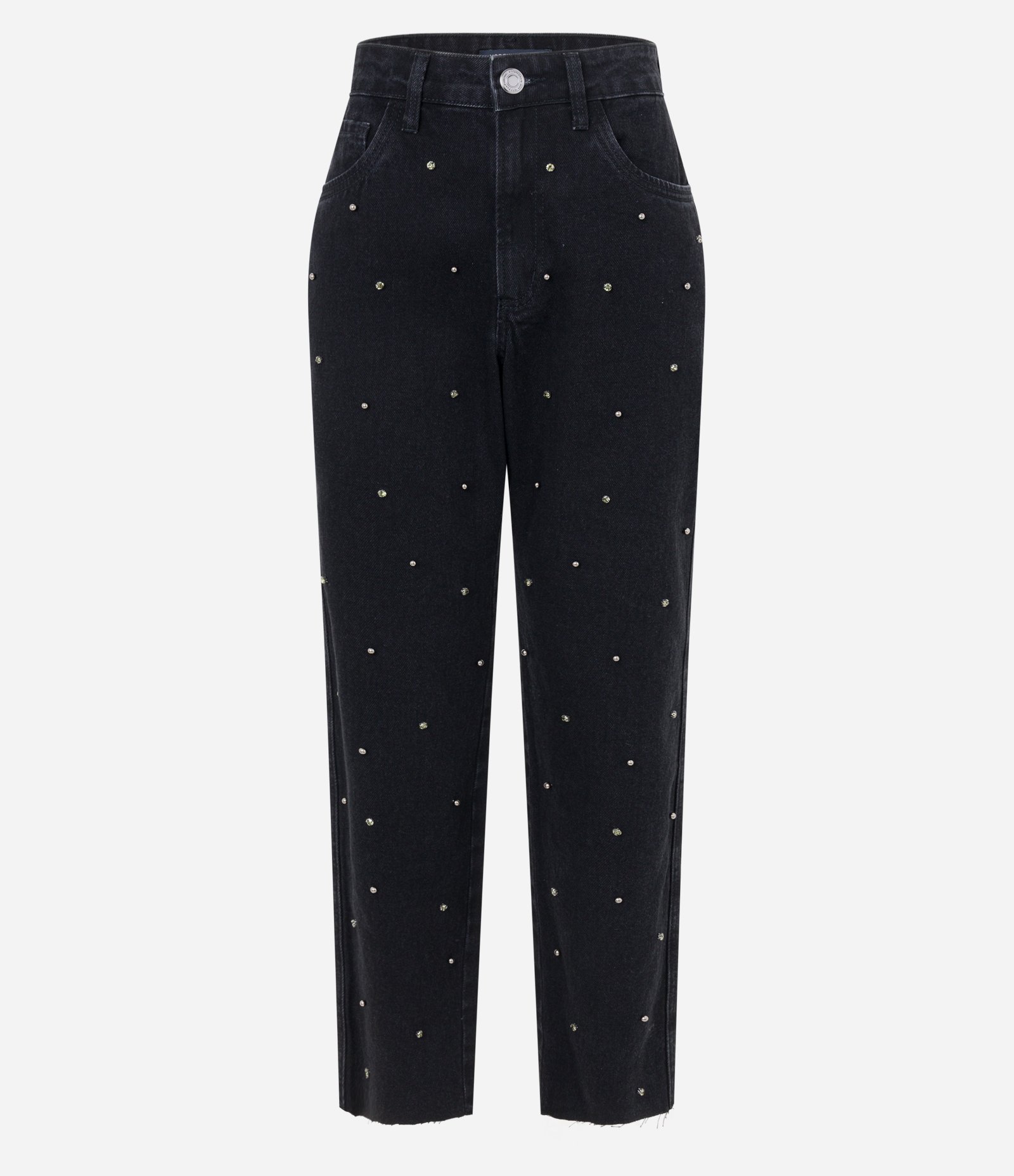 Calça Mom Comfort com Brilhos Bordados Preto 5