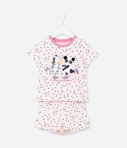 Pijama Curto Infantil com Estampa Zebra e Pandinha - Tam 1 a 4 Anos