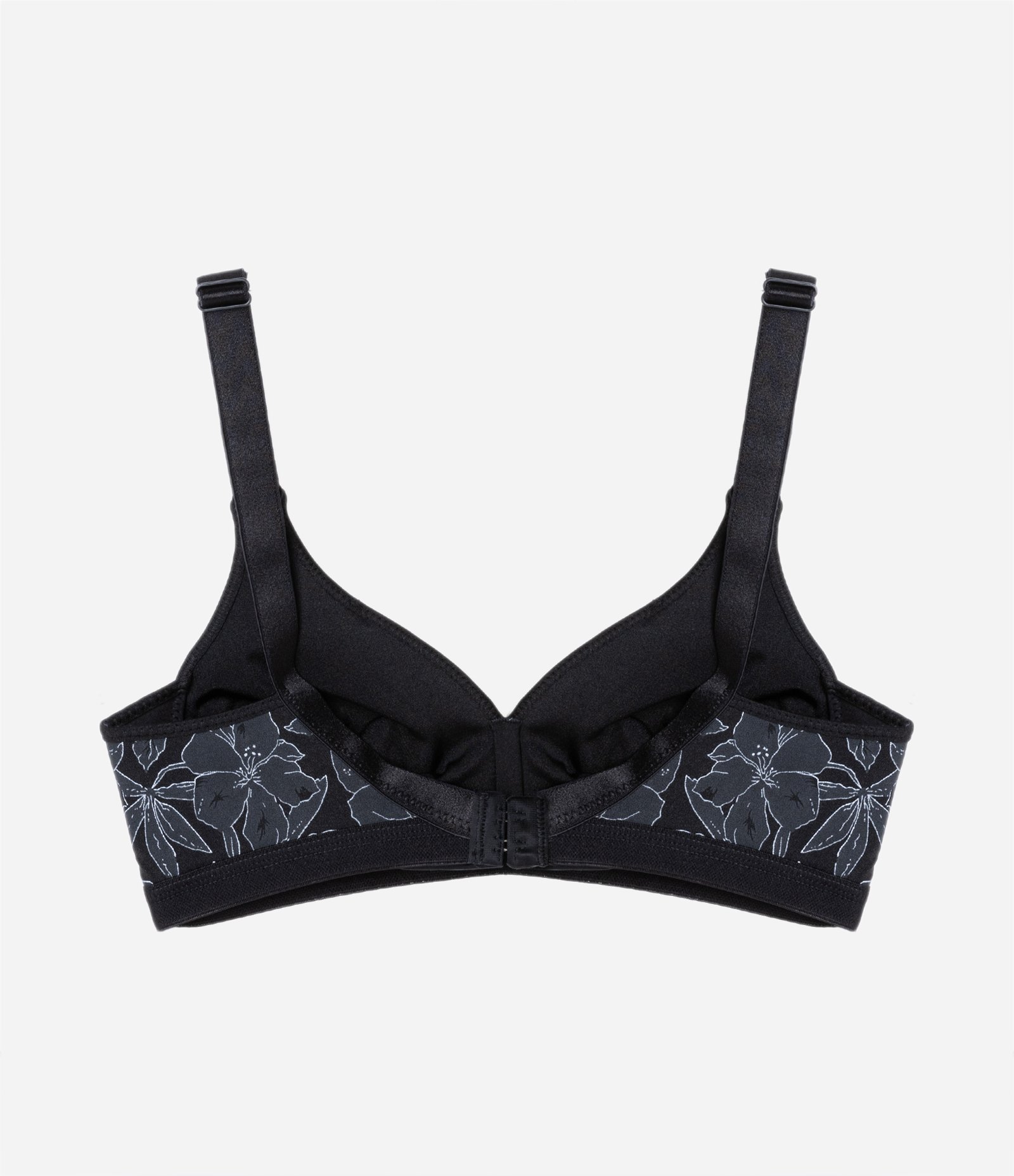 Sutiã sem Bojo e sem Aro em Microfibra com Estampa Floral De Millus Preto 6