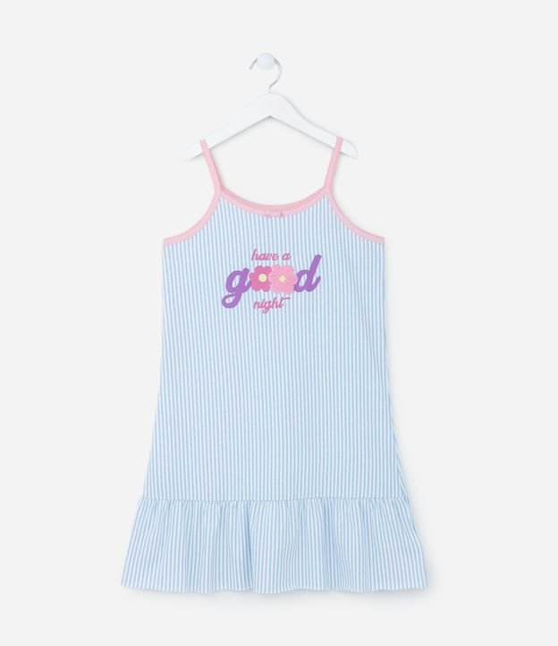 Camisola Infantil com Babado e Listras - Tam 5 a 14 Anos