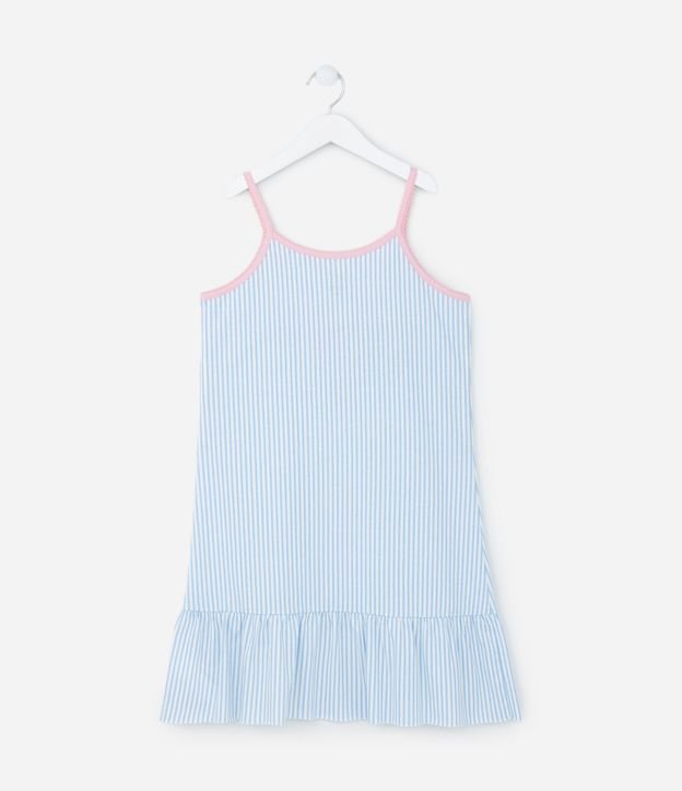 Camisola Infantil com Babado e Listras - Tam 5 a 14 Anos