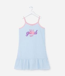 Camisola Infantil com Babado e Listras - Tam 5 a 14 Anos