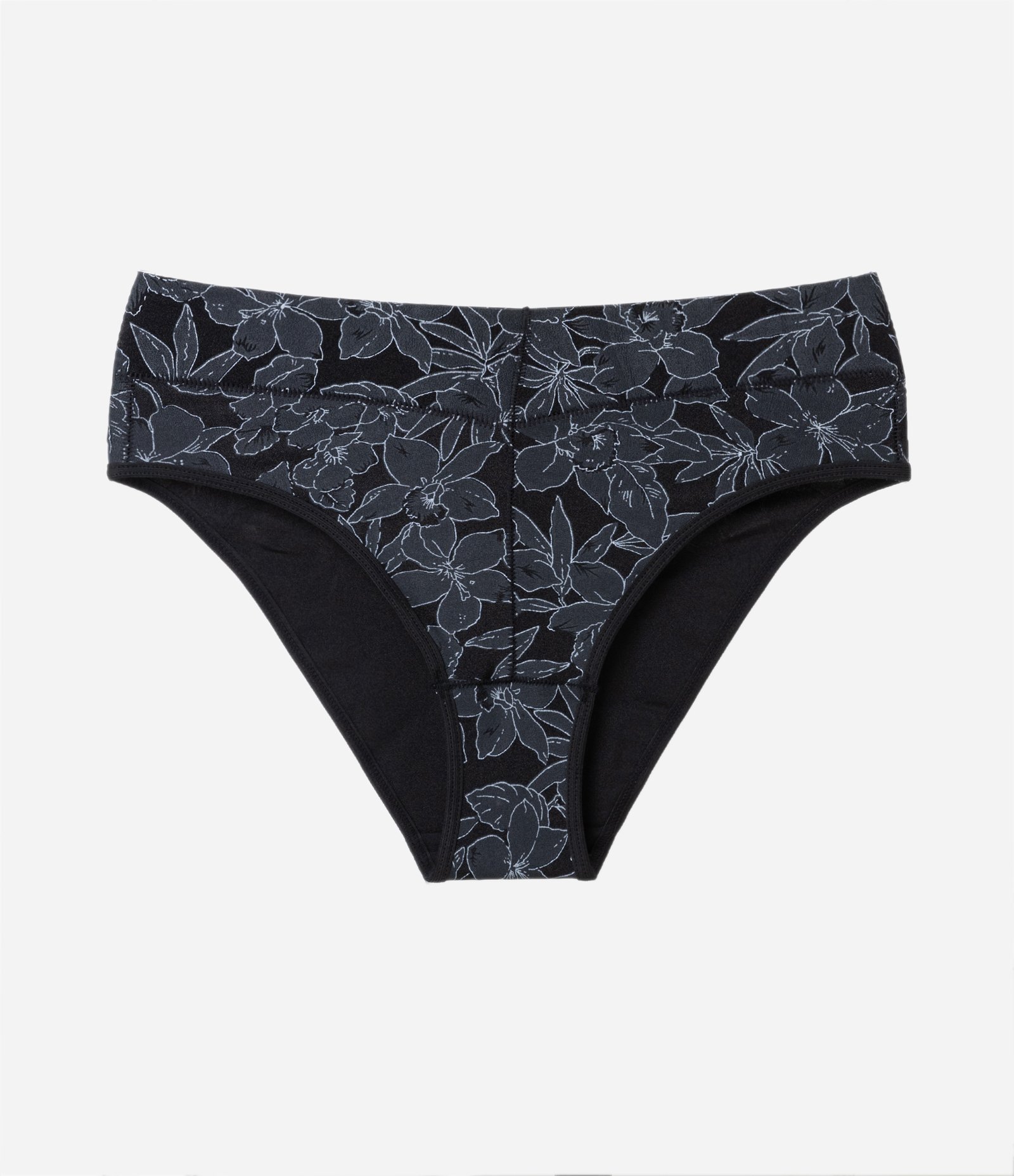 Calcinha Alta em Poliamida com Estampa Floral DeMillus Preto 1