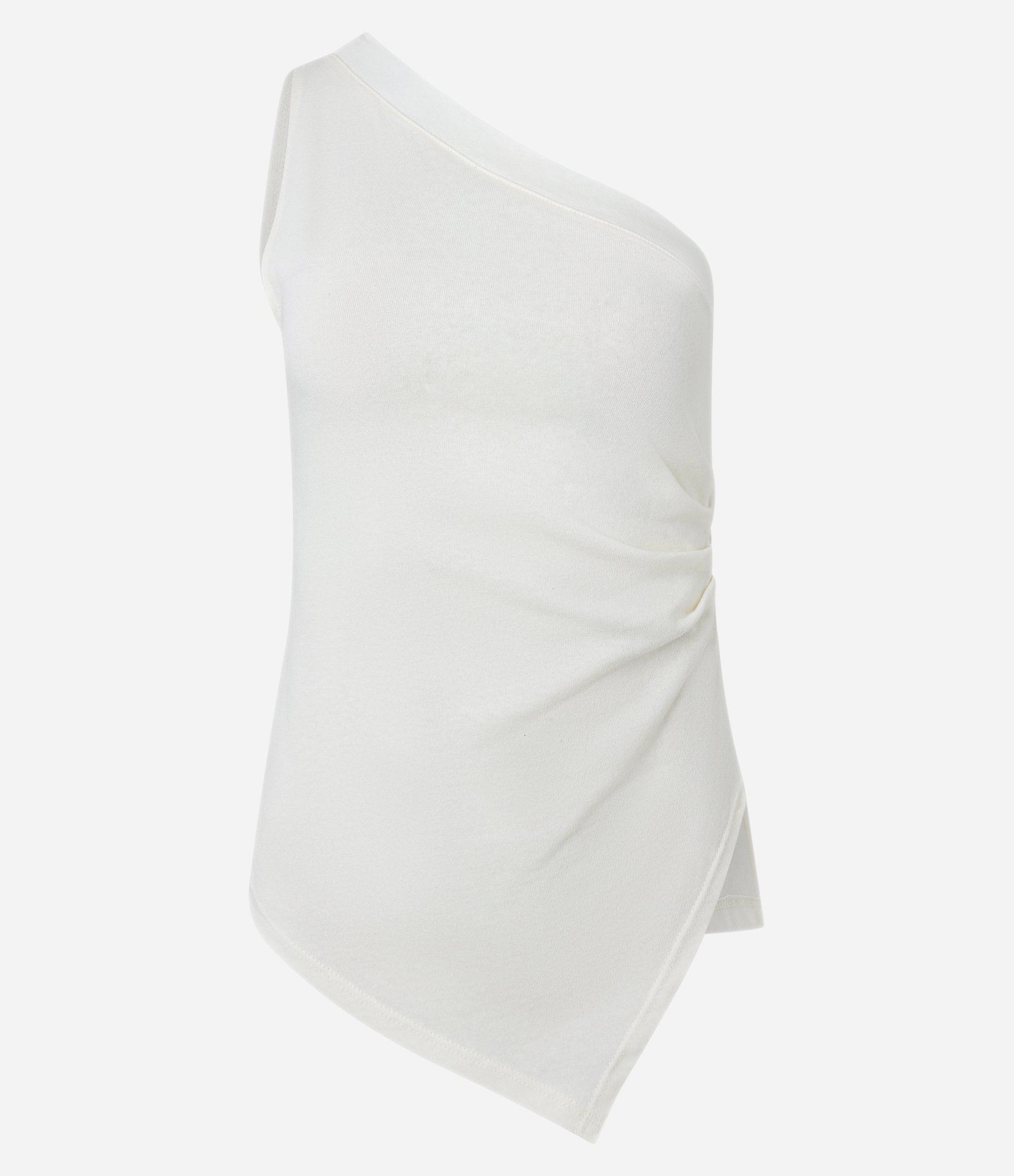 Blusa com Um Ombro Só e Pregas Laterais Branco 4