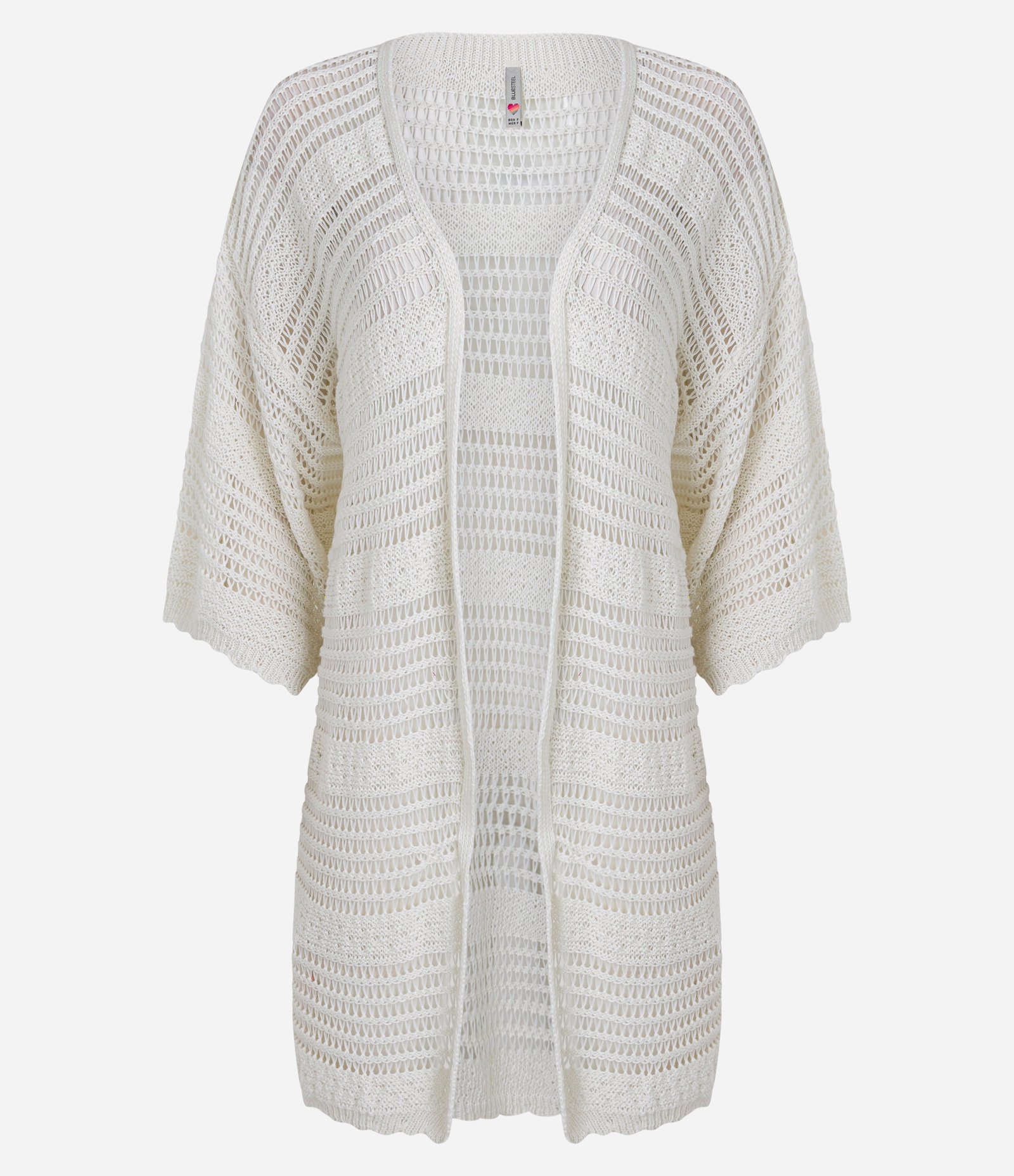 Kimono Alongado em Tricô com Mix de Pontos Off White 4