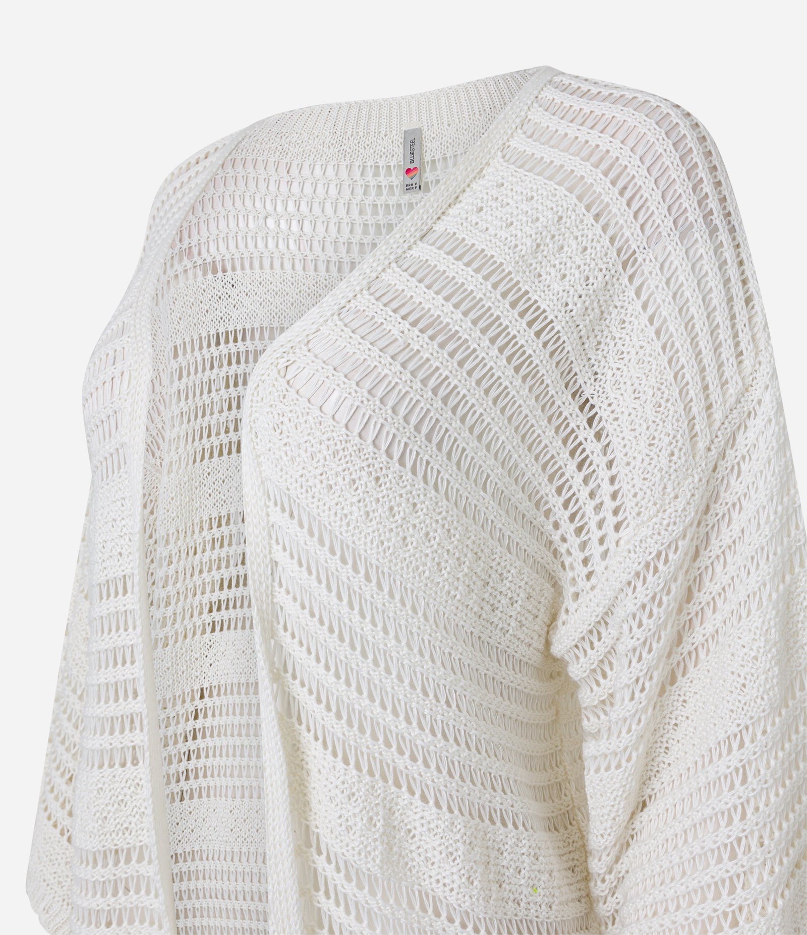 Kimono Alongado em Tricô com Mix de Pontos Off White 5