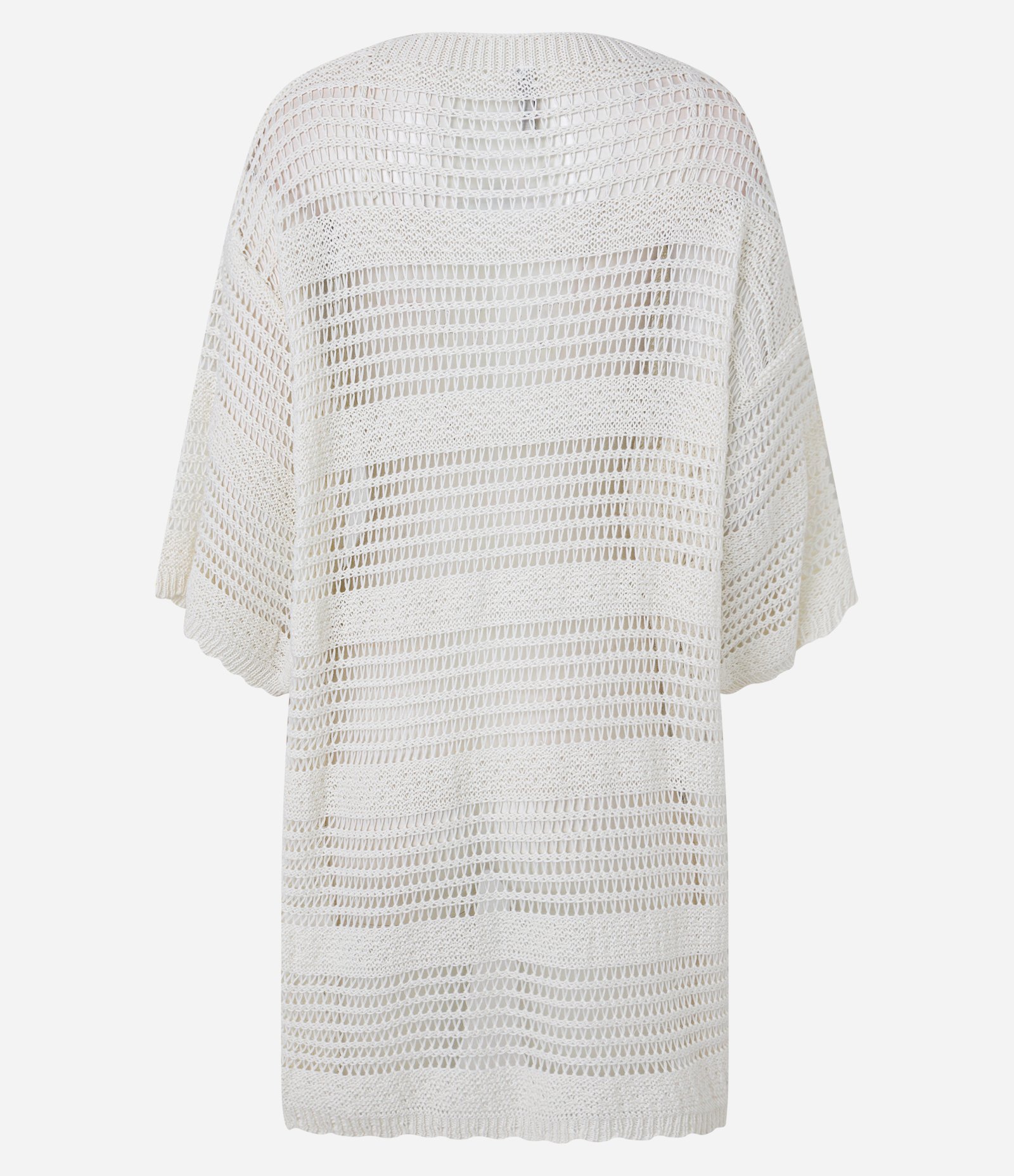 Kimono Alongado em Tricô com Mix de Pontos Off White 6