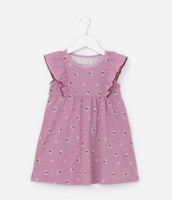 Vestido Infantil Estampado de Florzinhas com Babados - Tam 1 a 5 anos