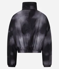 Jaqueta Balonê com Estampa Manchada e Gola Alta