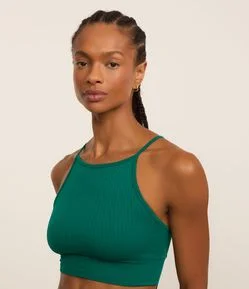 Top Esportivo em Poliamida com Textura Canelada sem Costura