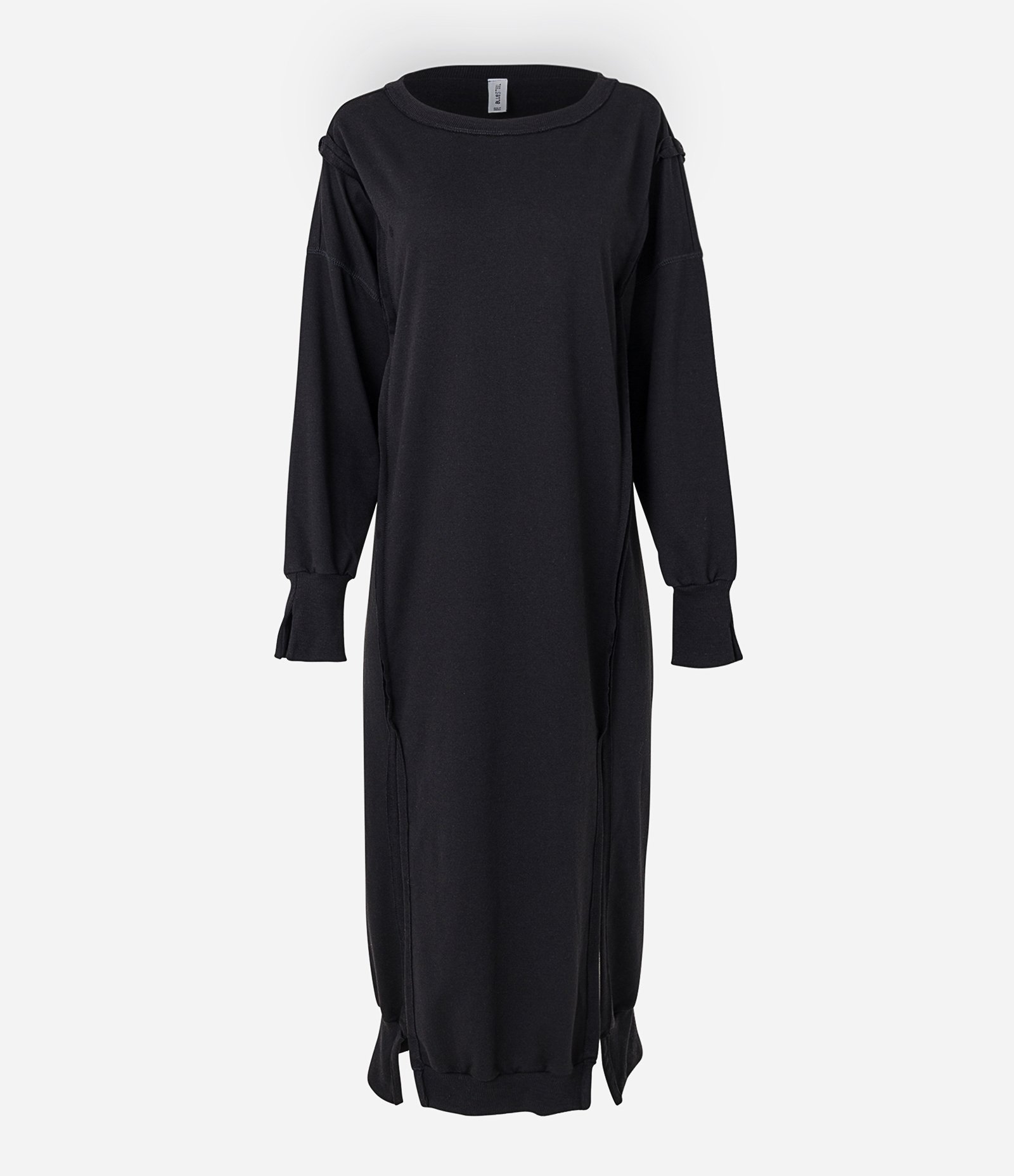 Vestido Midi em Ribana com Detalhe no Ombro e Fendinhas Laterais Preto 4