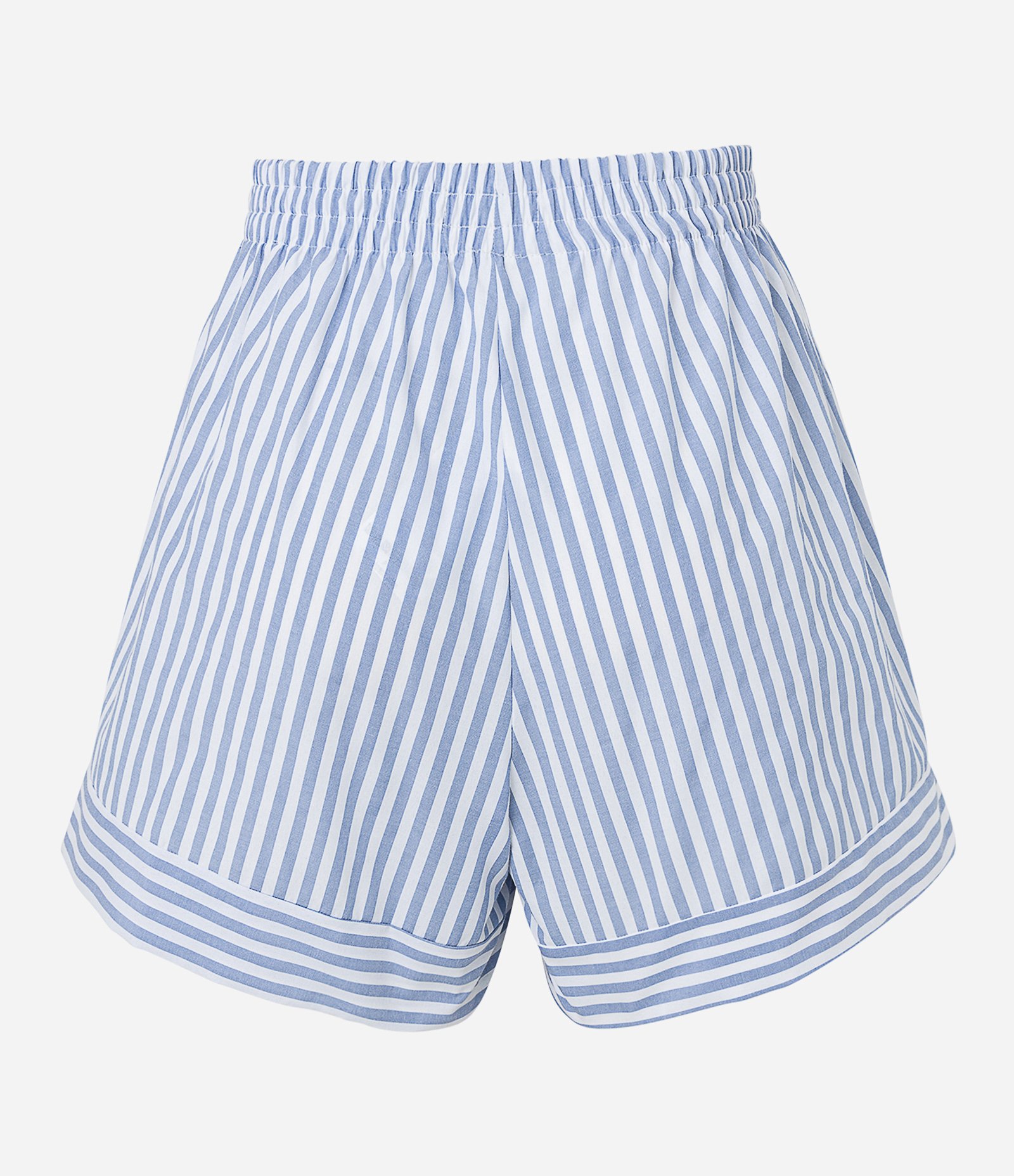 Short em Tricoline com Cós Elástico e Abotoamento Fake Azul/ Branco 6