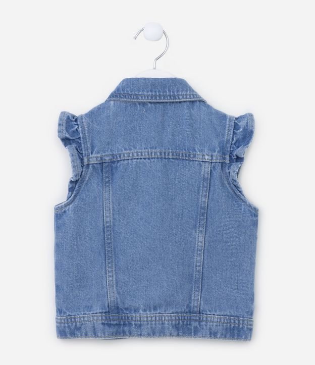 Colete Infantil em Jeans com Babados nas Cavas - Tam 1 a 5 Anos