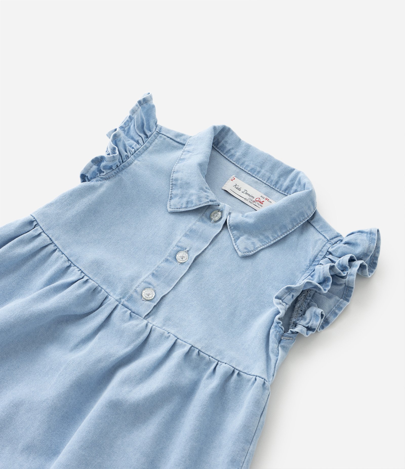 Vestido Infantil em Jeans com Babadinhos - Tam 1 a 5 Anos Azul 4