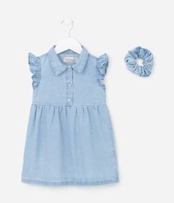 Vestido Infantil em Jeans com Babadinhos - Tam 1 a 5 Anos