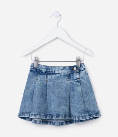 Saia Infantil em Jeans com Pregas - Tam 1 a 5 Anos Saia Infantil em Jeans com Pregas - Tam 1 a 5 Anos