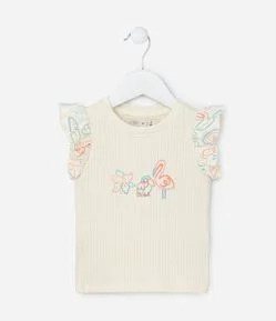 Blusa Infantil em Ribana com Babadinhos - Tam 1 a 5 Anos