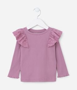 Blusa Infantil em Ribana com Babadinhos - Tam 1 a 5 Anos