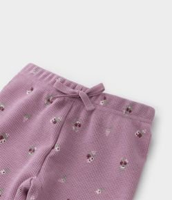 Calça Infantil em Malha Waflee com Estampa Floral - Tam 1 a 5 Anos
