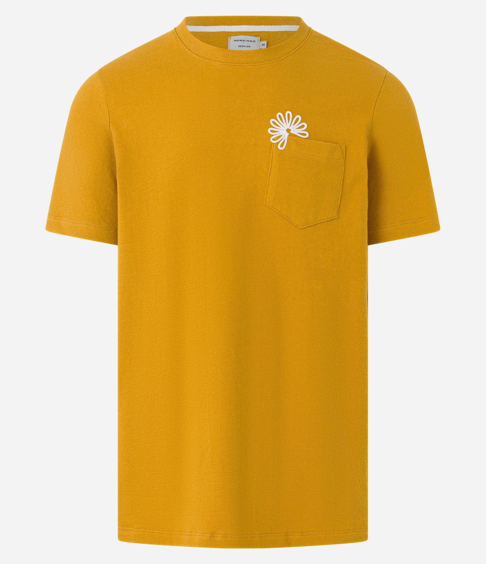 Camiseta Regular em Algodão com Bolso e Aplicação Laranja 5
