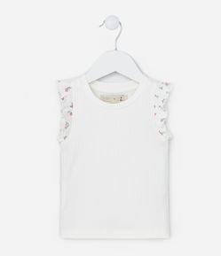 Regata Infantil em Ribana com Babadinho Floral - Tam 1 a 5 Anos
