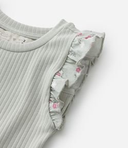 Regata Infantil em Ribana com Babadinho Floral - Tam 1 a 5 Anos