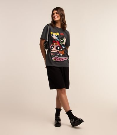 Camiseta Alongada em Algodão com Estampa Powerpuff Girls Camiseta Alongada em Algodão com Estampa Powerpuff Girls