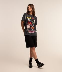 Camiseta Alongada em Algodão com Estampa Powerpuff Girls