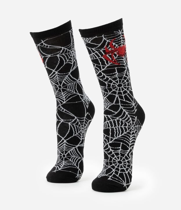 Meia Cano Alto em Algodão com Estampa Homem Aranha