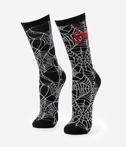 Meia Cano Alto em Algodão com Estampa Homem Aranha