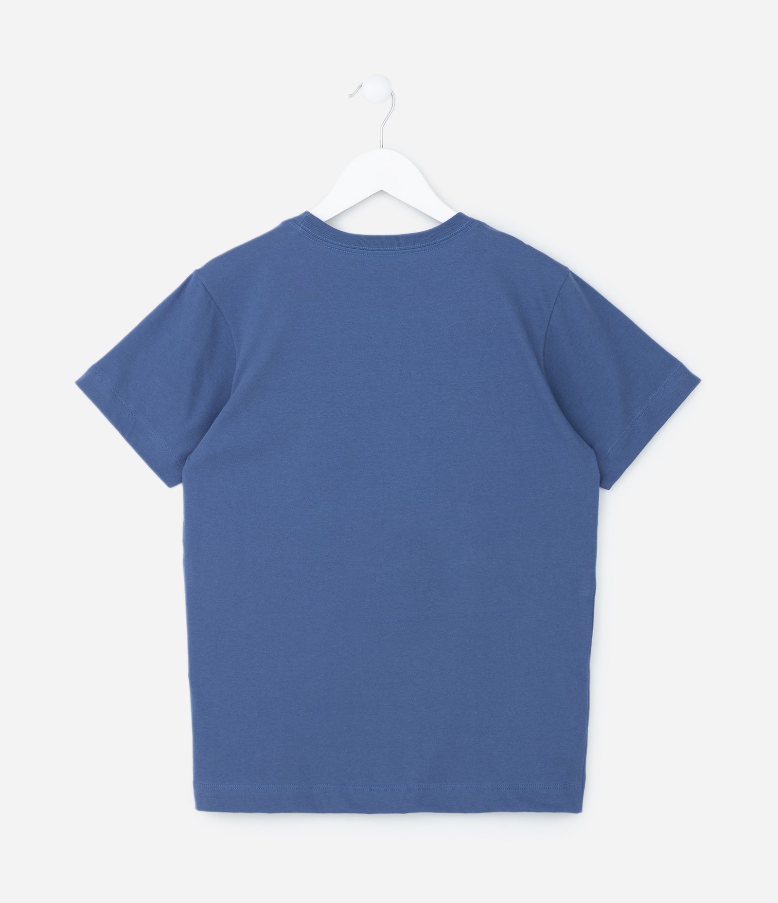 Camiseta Infantil com Listras e Etiqueta - Tam 05 a 14 Anos Azul 2