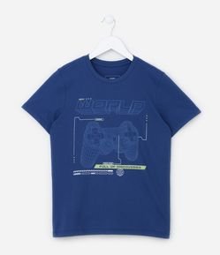 Camiseta Infantil com Estampa Gamer com Controle - Tam 5 a 14 Anos
