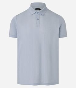 Camiseta Polo Slim em Algodão com Botões e Textura Riscada